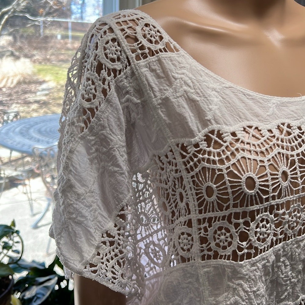 Beautiful Mark 100% Cotton Embroidered White Women’s Top Like New 1X Plus - Picture 3 of 11
